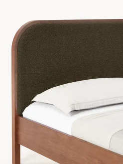 Letto in legno con testiera in bouclé Jones