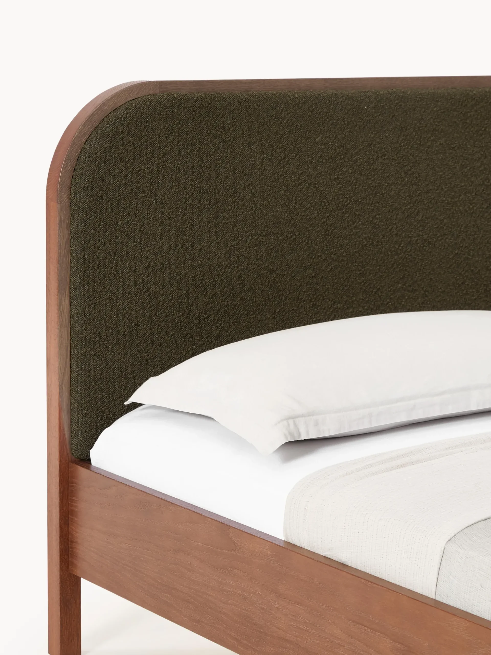 Letto in legno con testiera in bouclé Jones