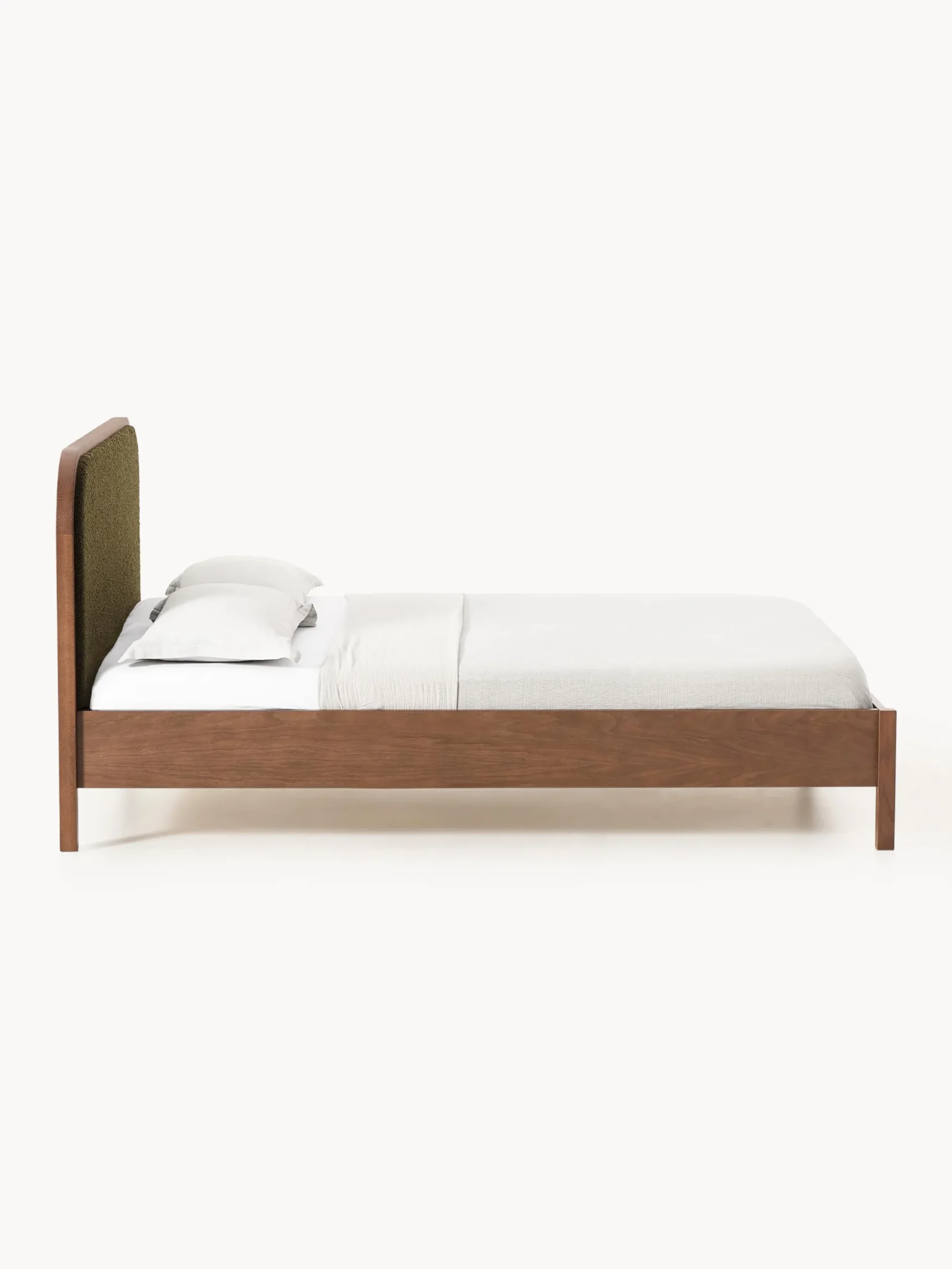 Letto in legno con testiera in bouclé Jones