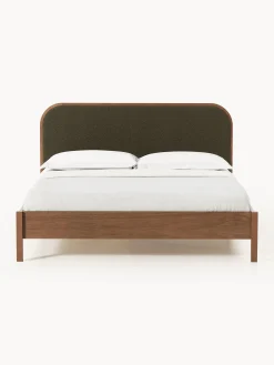 Letto in legno con testiera in bouclé Jones