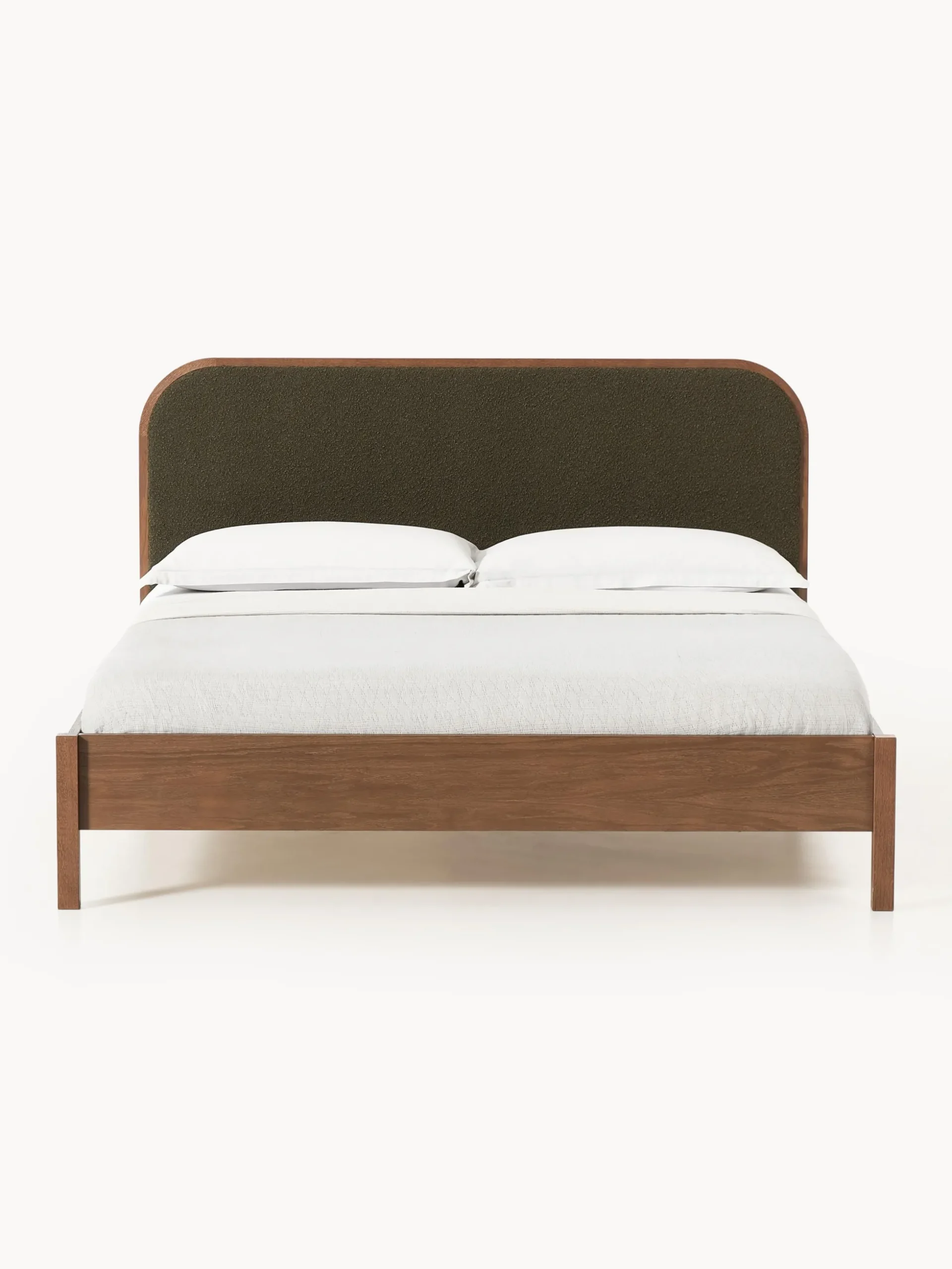 Letto in legno con testiera in bouclé Jones