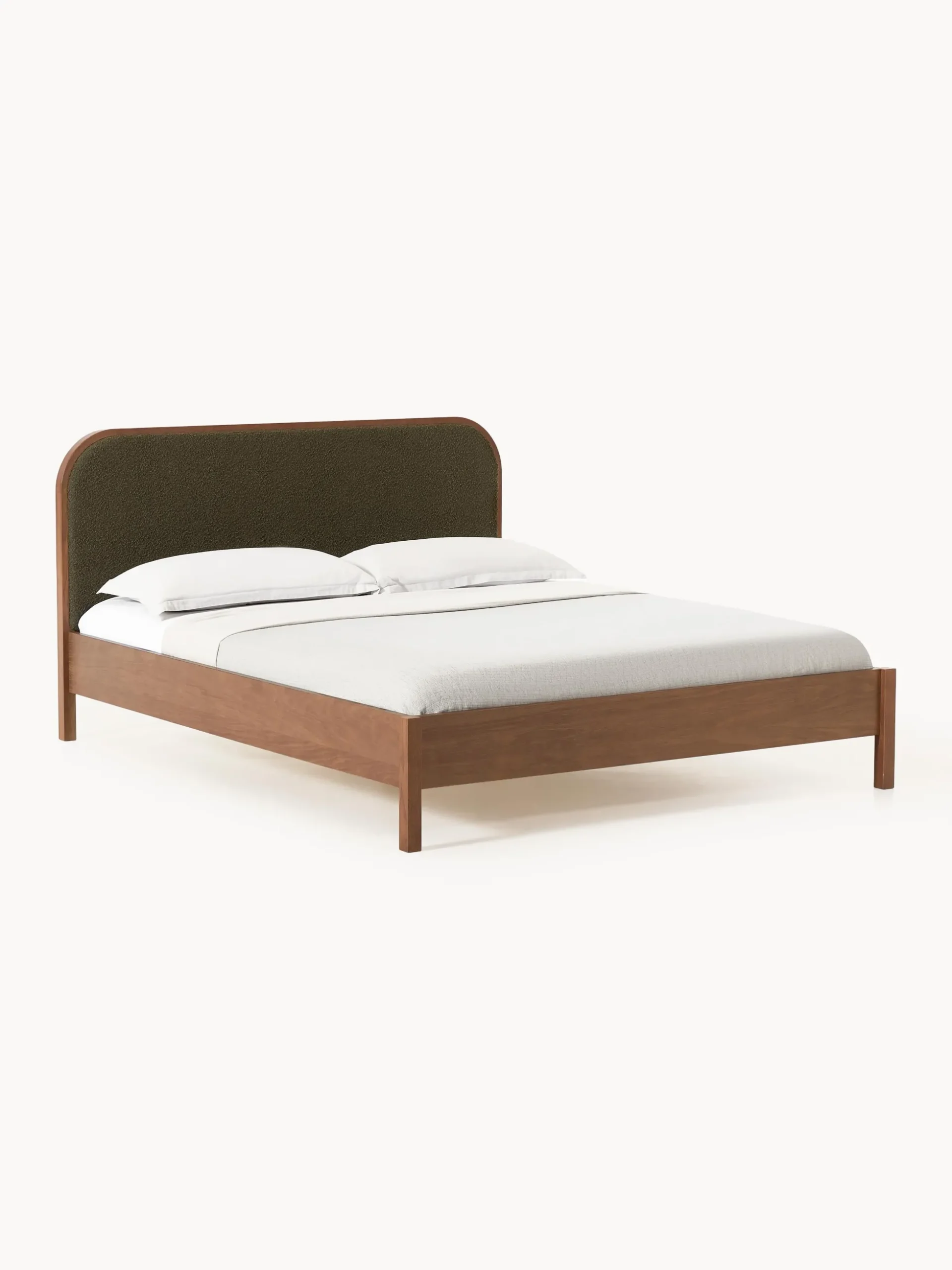 Letto in legno con testiera in bouclé Jones