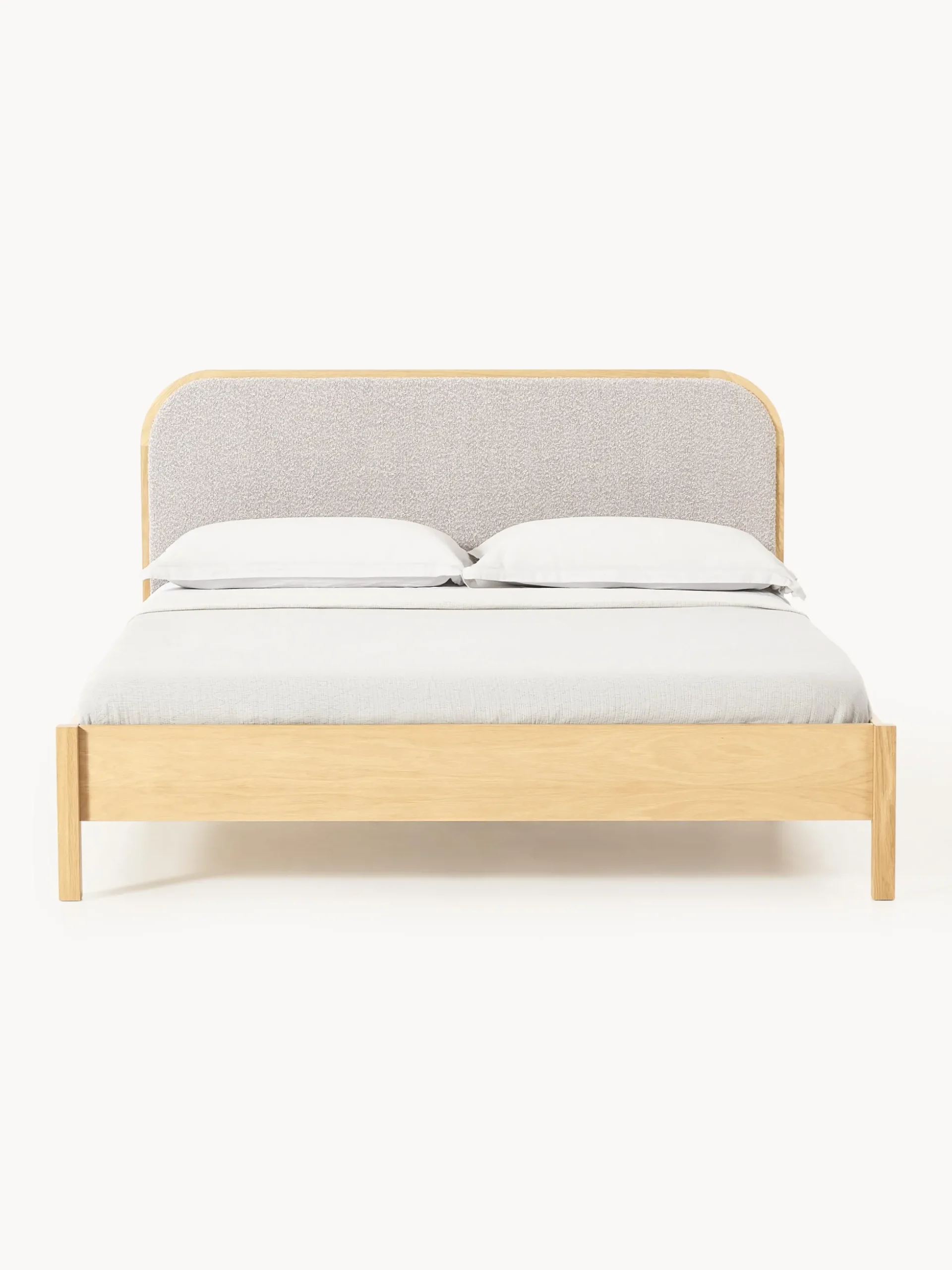 Letto in legno con testiera in bouclé Jones