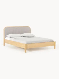 Letto in legno con testiera in bouclé Jones