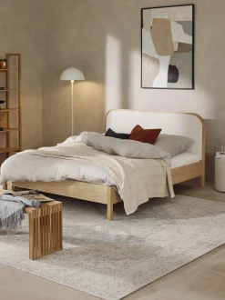 Letto in legno con testiera in bouclé Jones