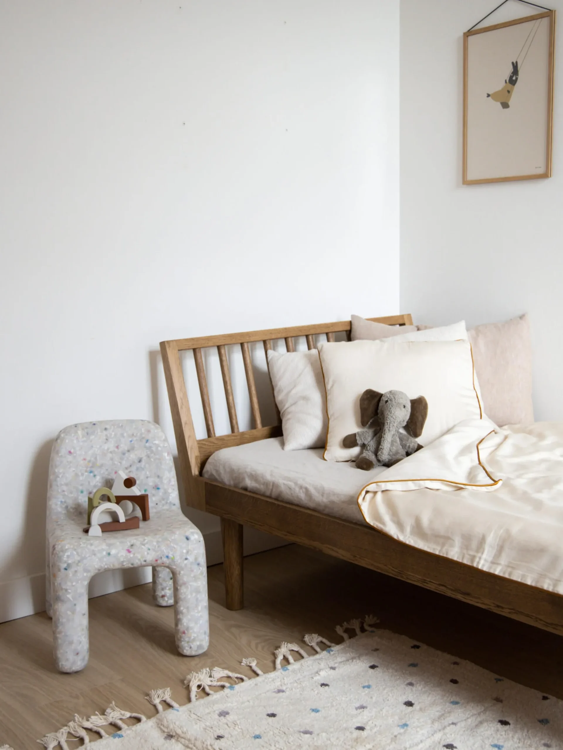 Letto per bambini fatto a mano in legno di quercia Eli, 90 x 160 cm