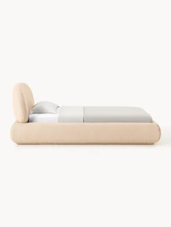 Letto singolo imbottito in bouclé con contenitore Alba