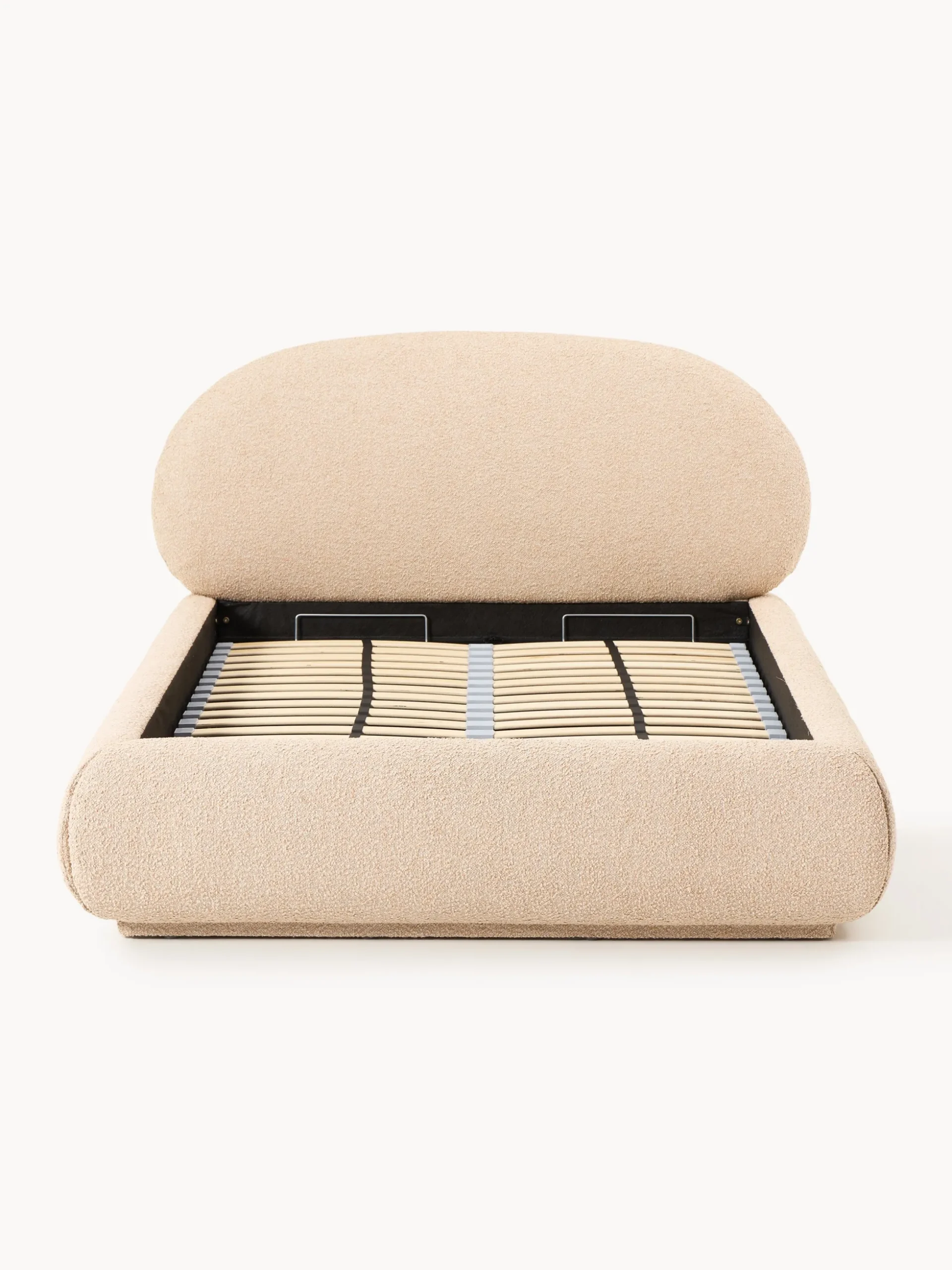Letto singolo imbottito in bouclé con contenitore Alba