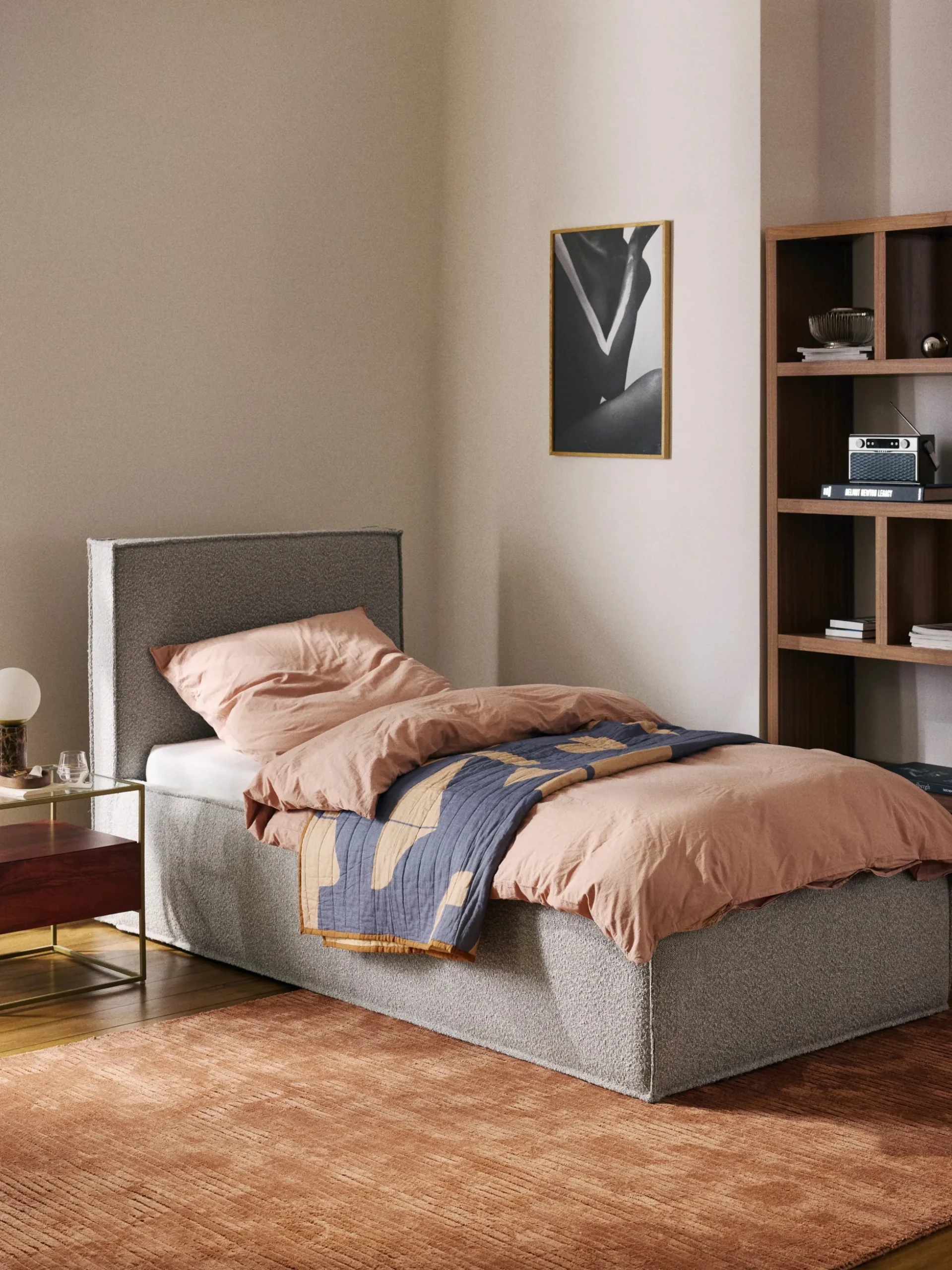 Letto singolo imbottito in bouclé Dream