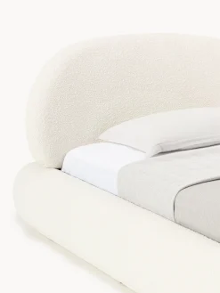 Letto singolo imbottito in bouclé con contenitore Alba