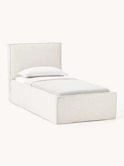 Letto singolo imbottito in bouclé con contenitore Dream