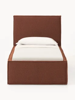 Letto singolo imbottito in bouclé con contenitore Dream