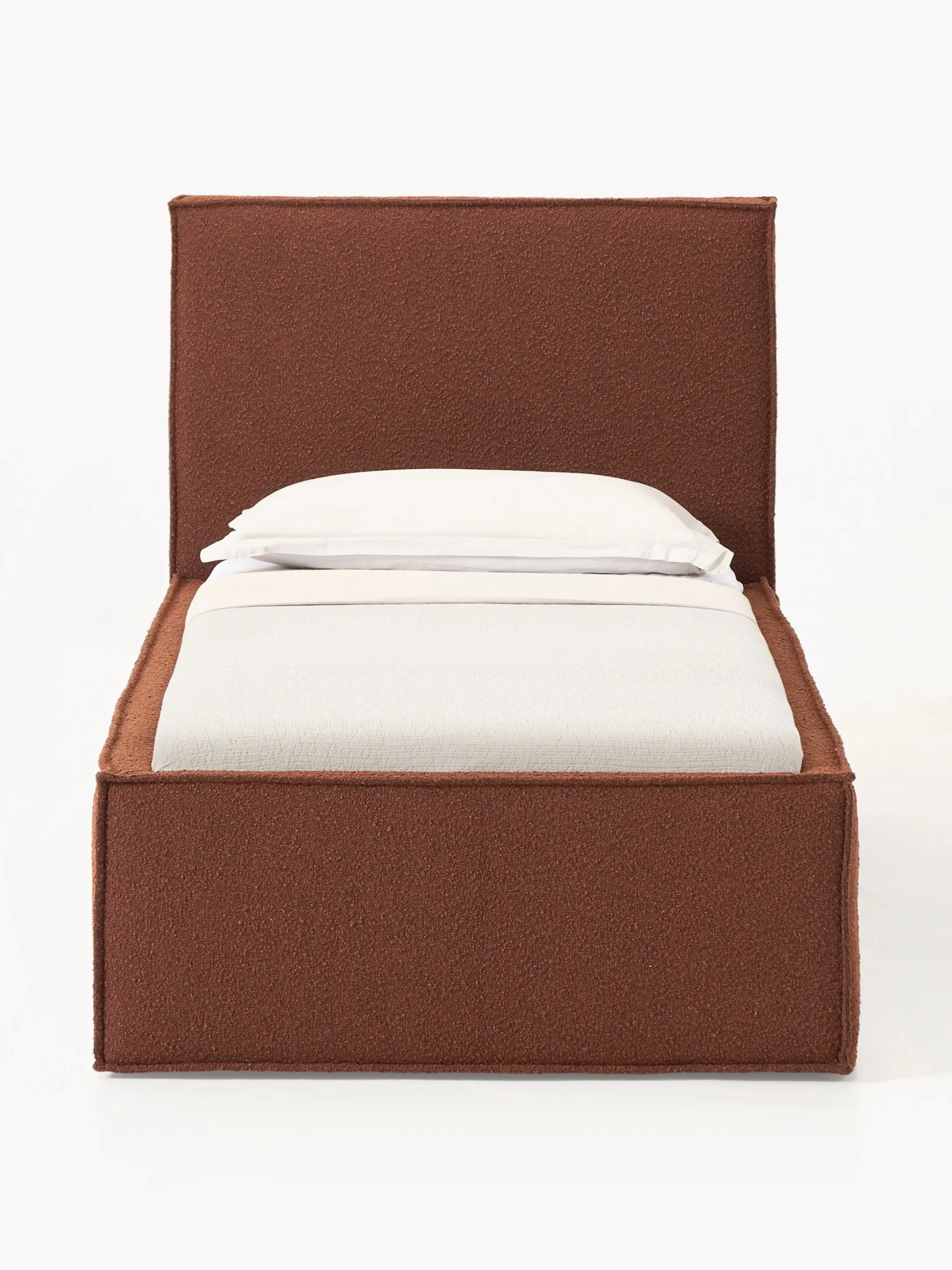 Letto singolo imbottito in bouclé con contenitore Dream