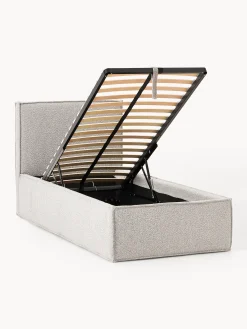 Letto singolo imbottito in bouclé con contenitore Dream