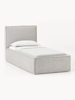 Letto singolo imbottito in bouclé con contenitore Dream