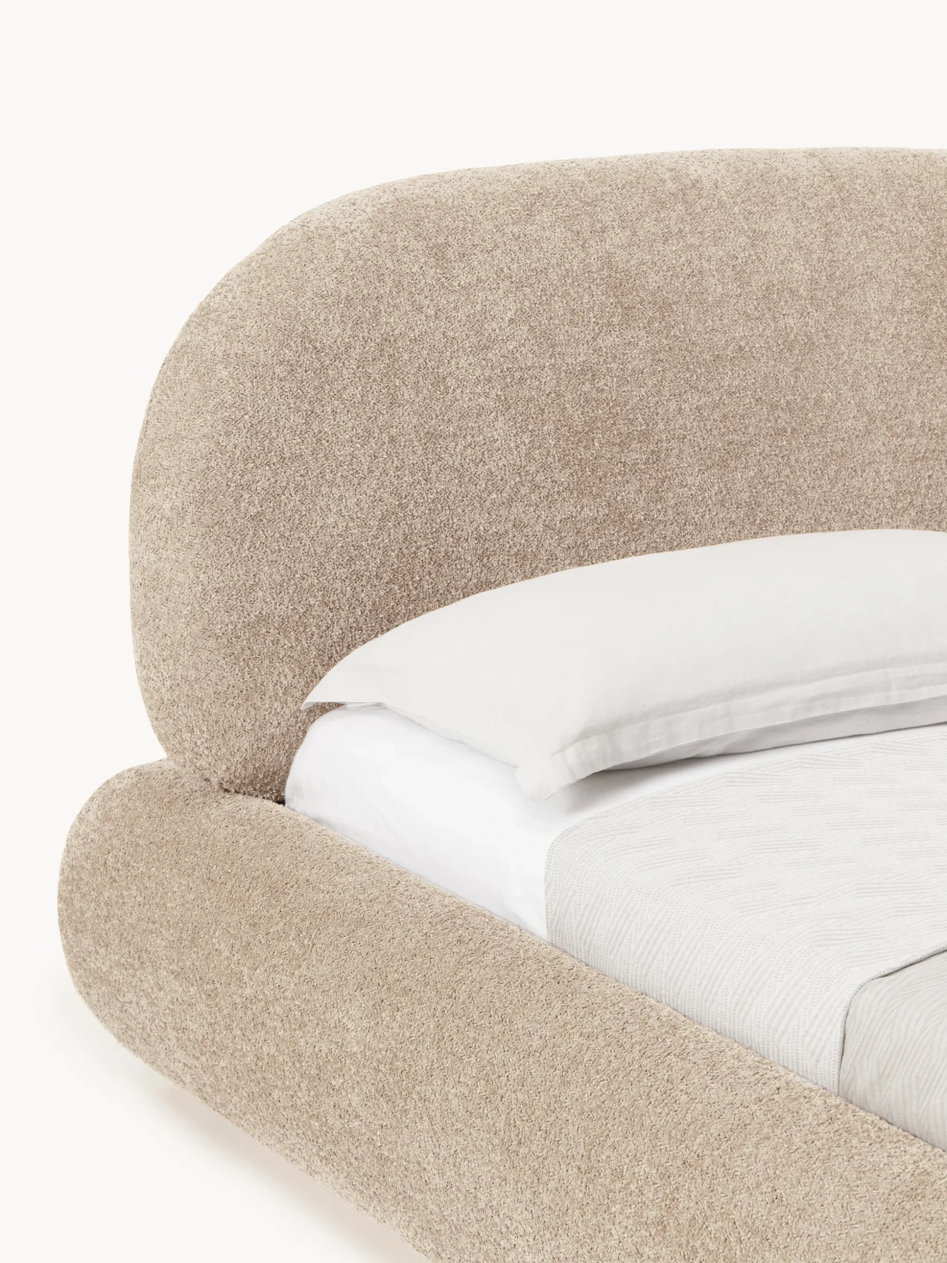 Letto singolo imbottito in teddy bouclé Alba