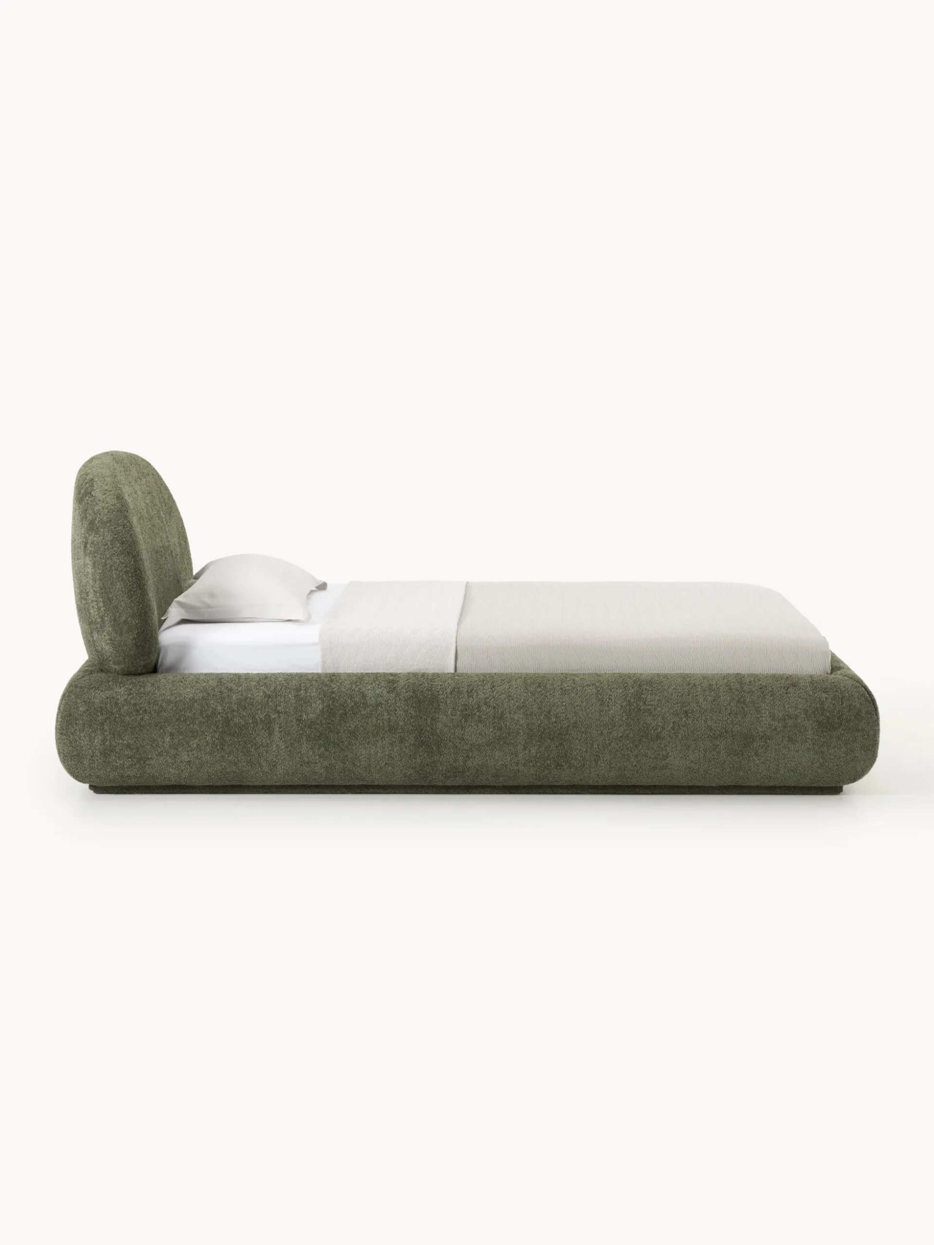 Letto singolo imbottito in teddy bouclé Alba