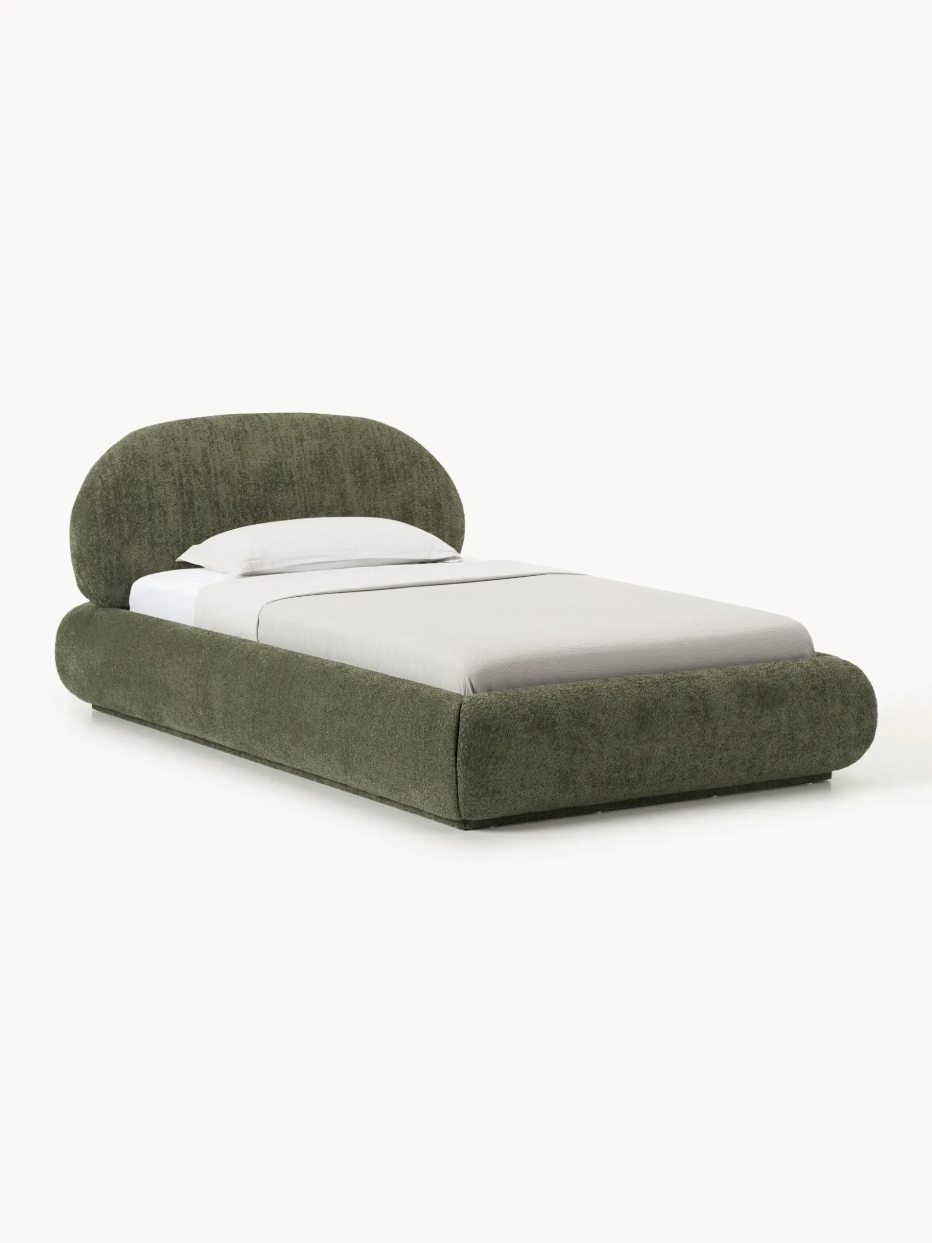 Letto singolo imbottito in teddy bouclé Alba