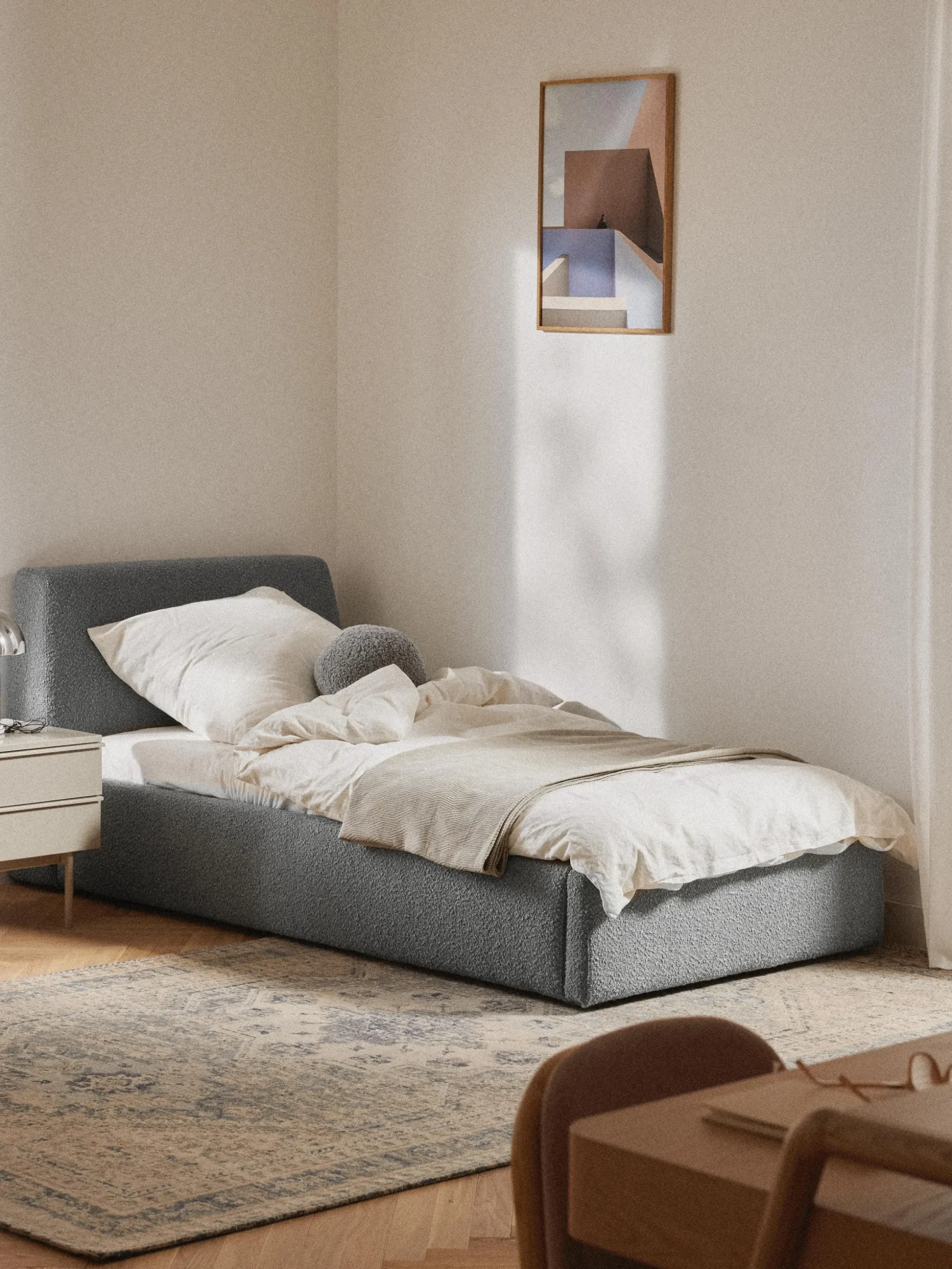 Letto singolo in bouclé Cloud