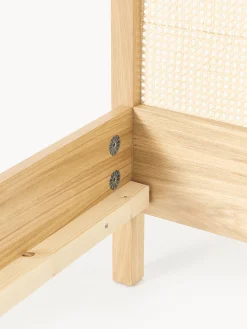 Letto singolo in legno con testiera in vimini Jones