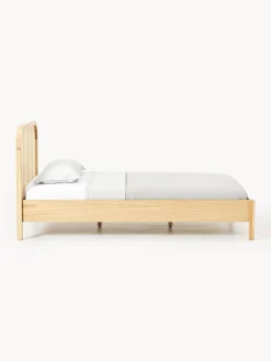 Letto singolo in legno con testiera in vimini Jones