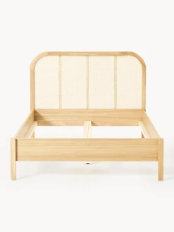 Letto singolo in legno con testiera in vimini Jones