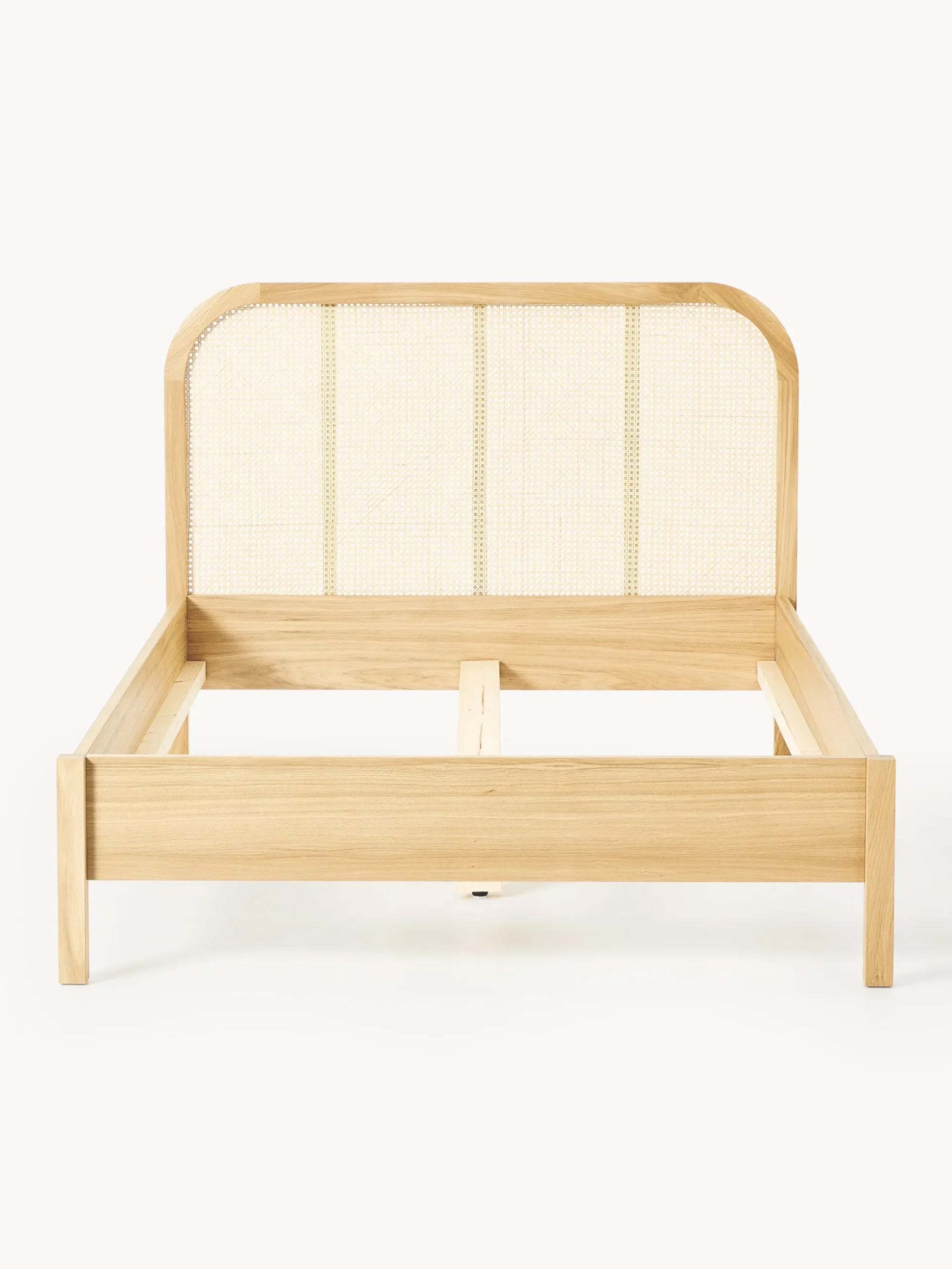 Letto singolo in legno con testiera in vimini Jones