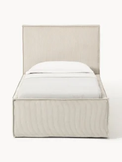 Letto singolo in velluto a coste con spazio contenitore aggiuntivo Dream