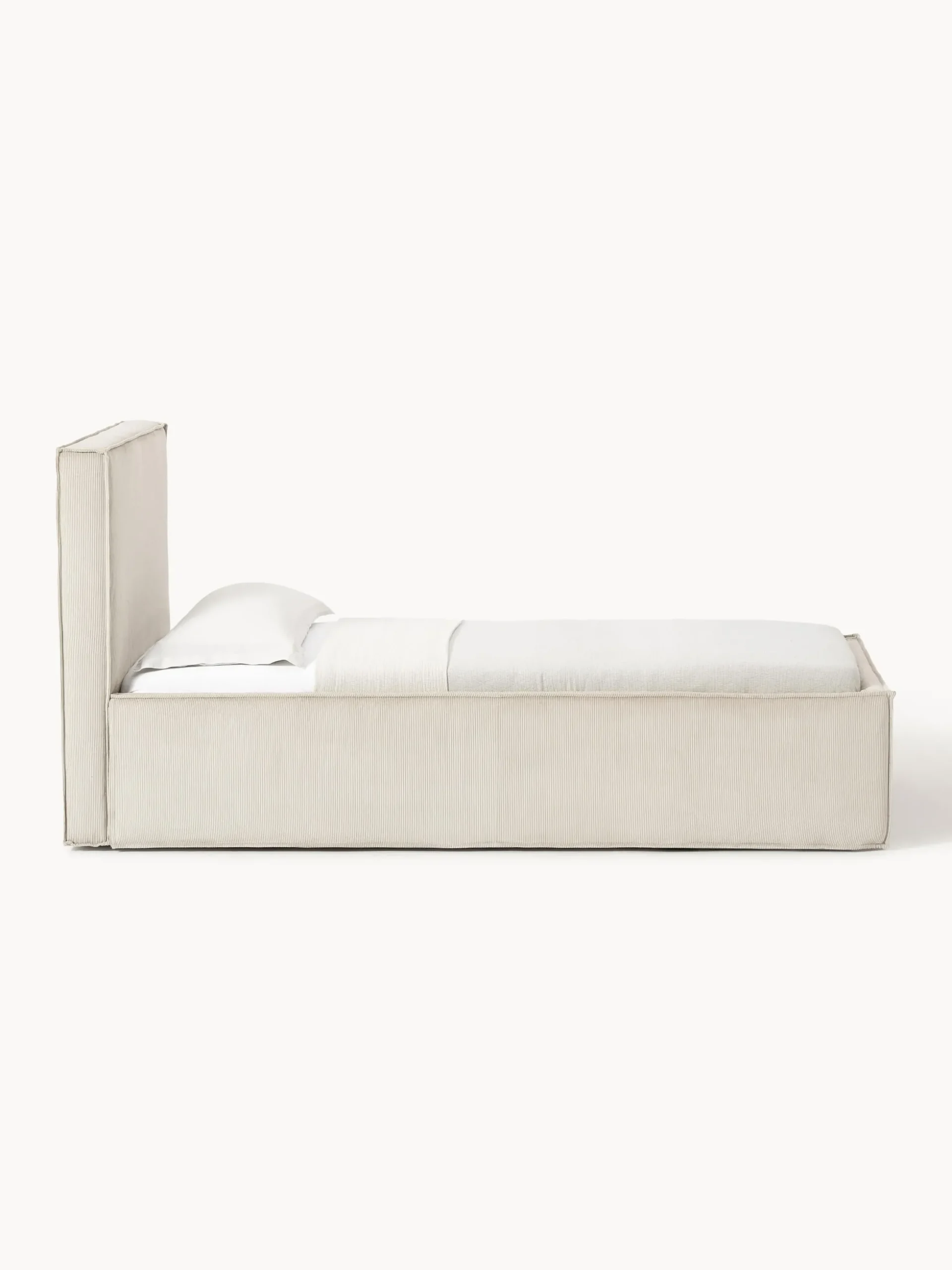 Letto singolo in velluto a coste con spazio contenitore aggiuntivo Dream