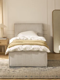 Letto singolo in velluto a coste con spazio contenitore aggiuntivo Dream