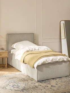 Letto singolo in velluto a coste con spazio contenitore aggiuntivo Dream