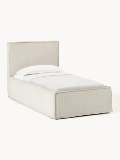 Letto singolo in velluto a coste con spazio contenitore aggiuntivo Dream