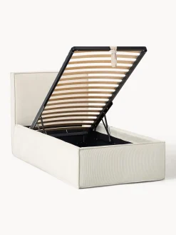 Letto singolo in velluto a coste con spazio contenitore aggiuntivo Dream