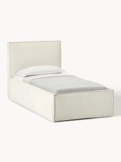 Letto singolo in velluto a coste con spazio contenitore aggiuntivo Dream