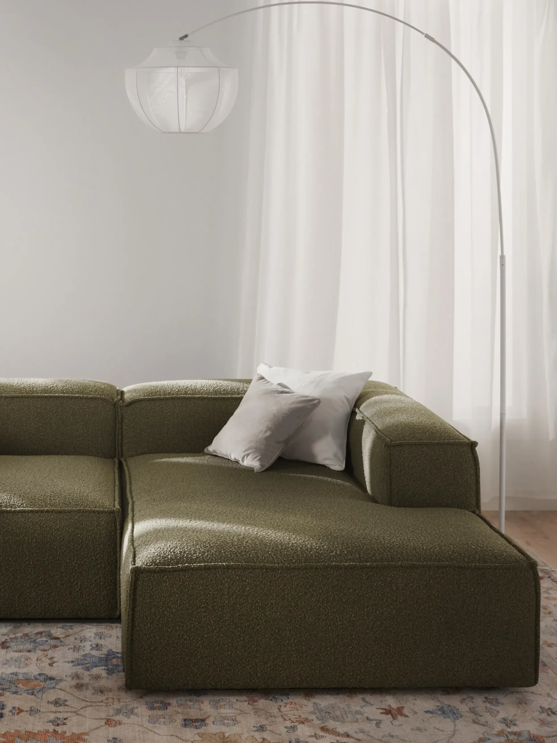 Modulo angolare chaise loungue in bouclé Lennon