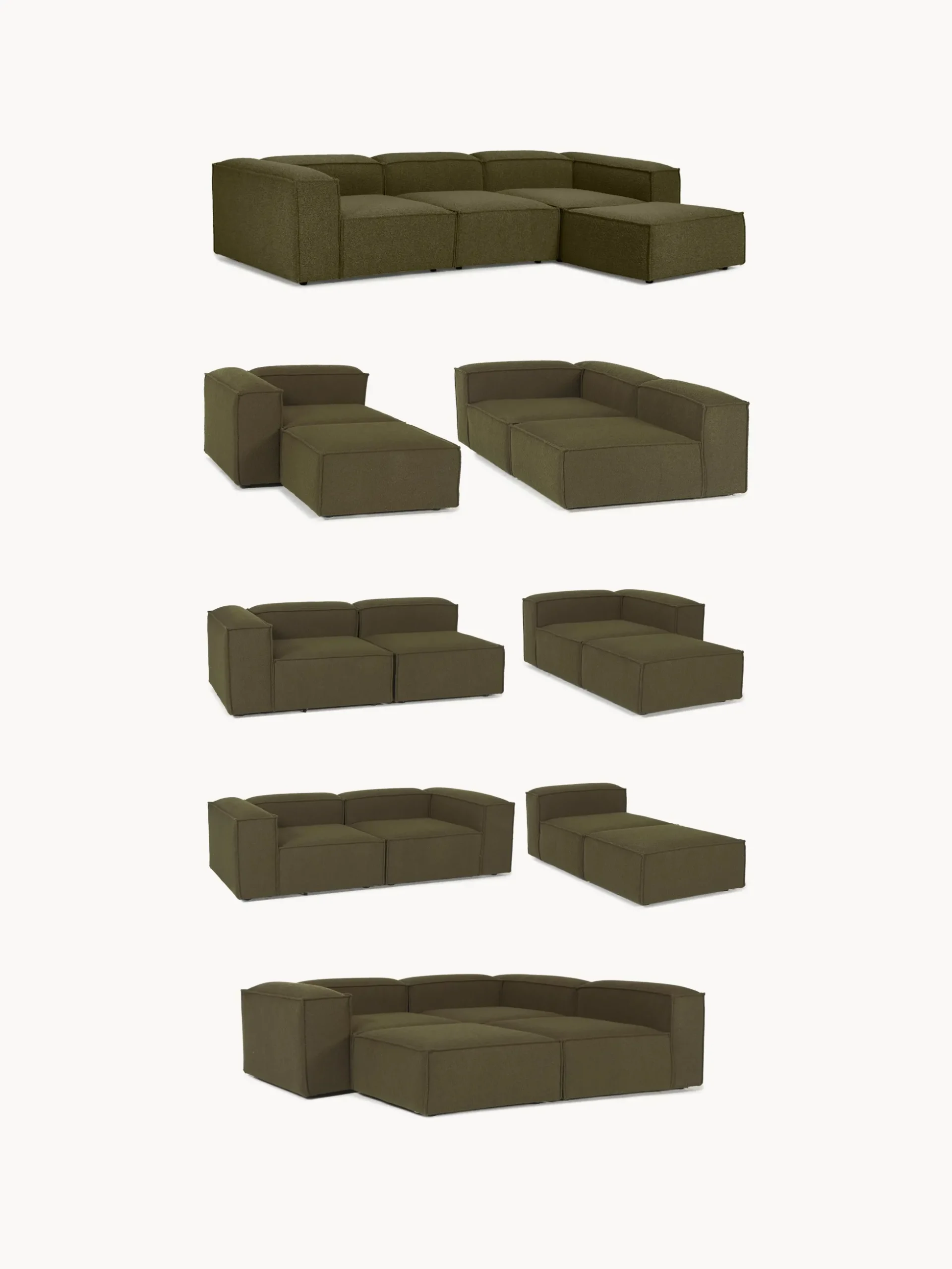 Modulo angolare chaise loungue in bouclé Lennon