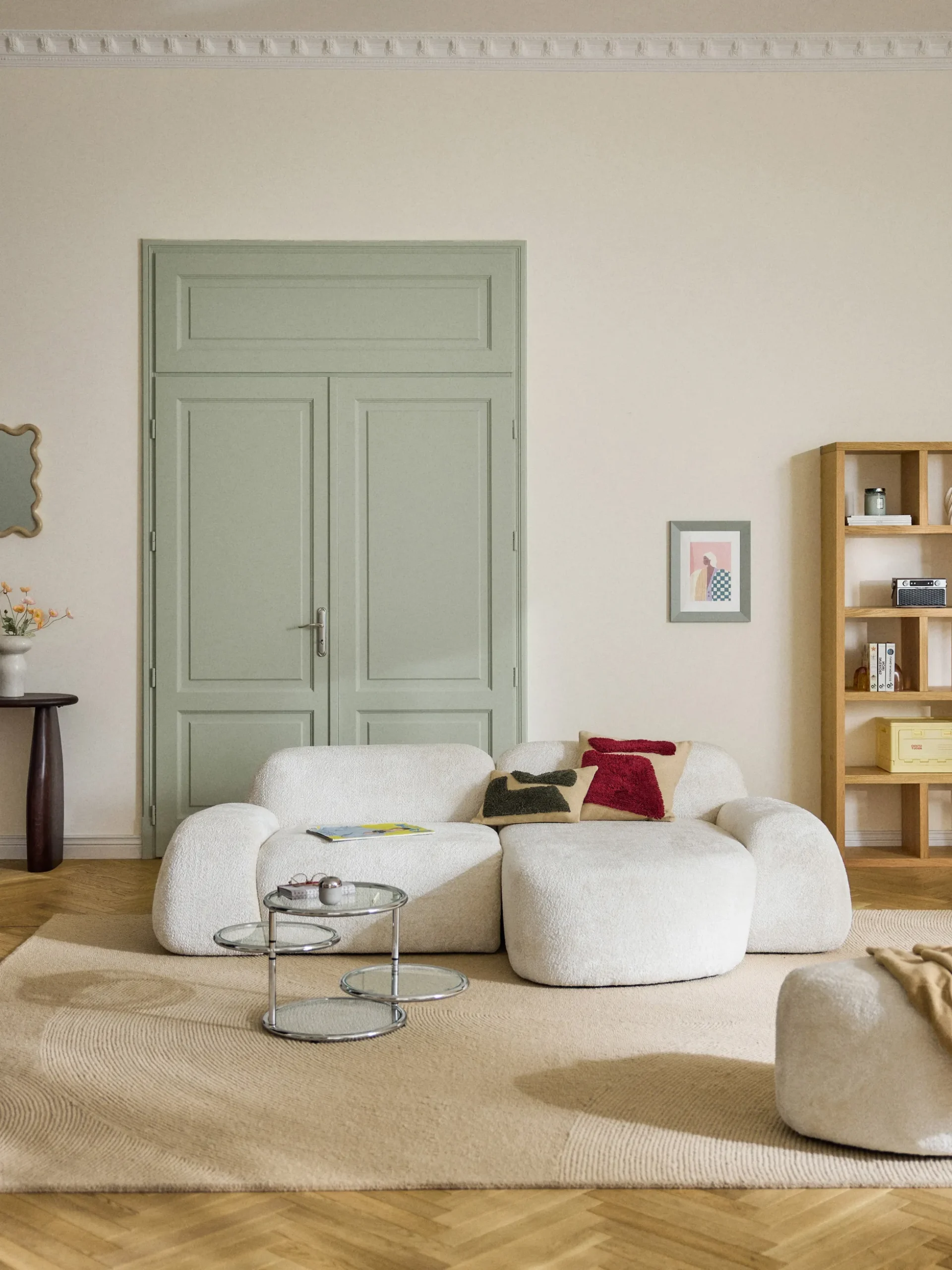 Modulo angolare chaise longue in teddy bouclé Wolke