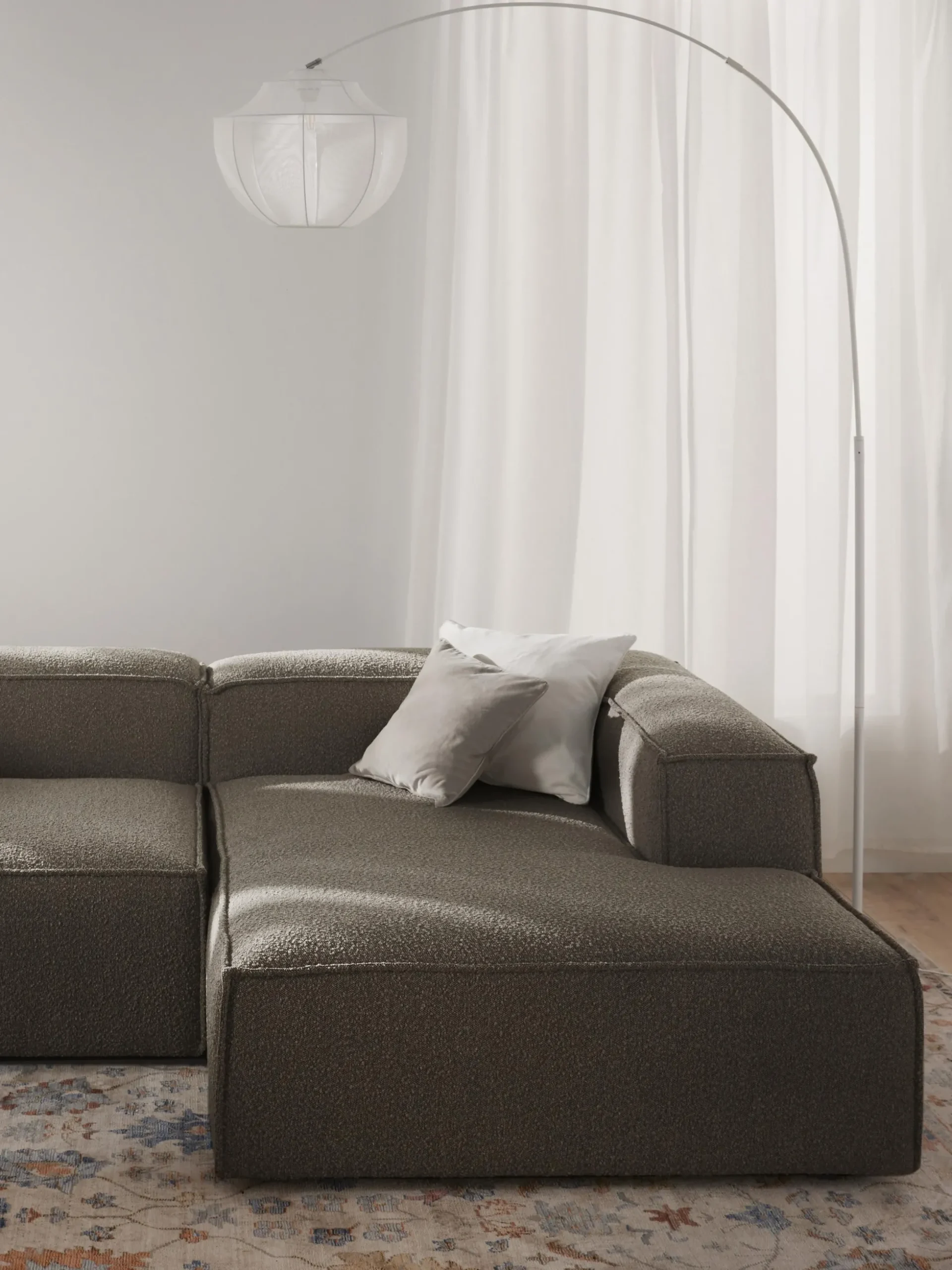 Modulo angolare chaise lounge in bouclé Lennon