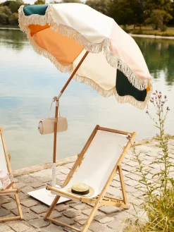 Ombrellone pieghevole con frange Retro, Ø 180 cm