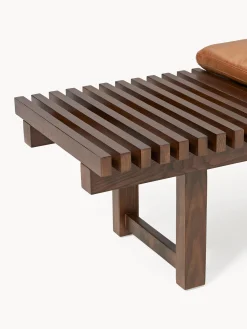 Panca in legno di frassino con cuscino in pelle Sora