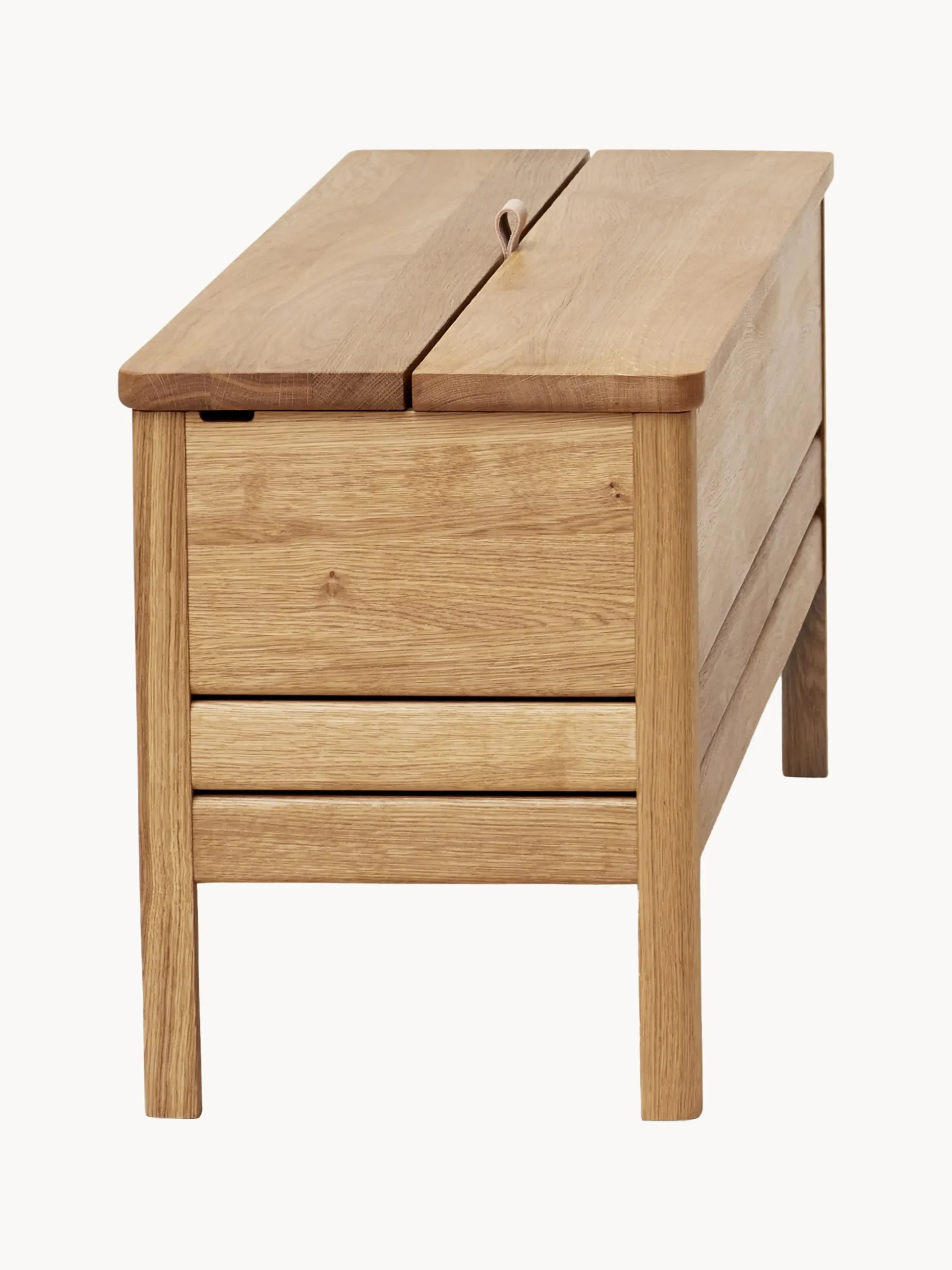 Panca in legno di quercia con vano contenitore A Line