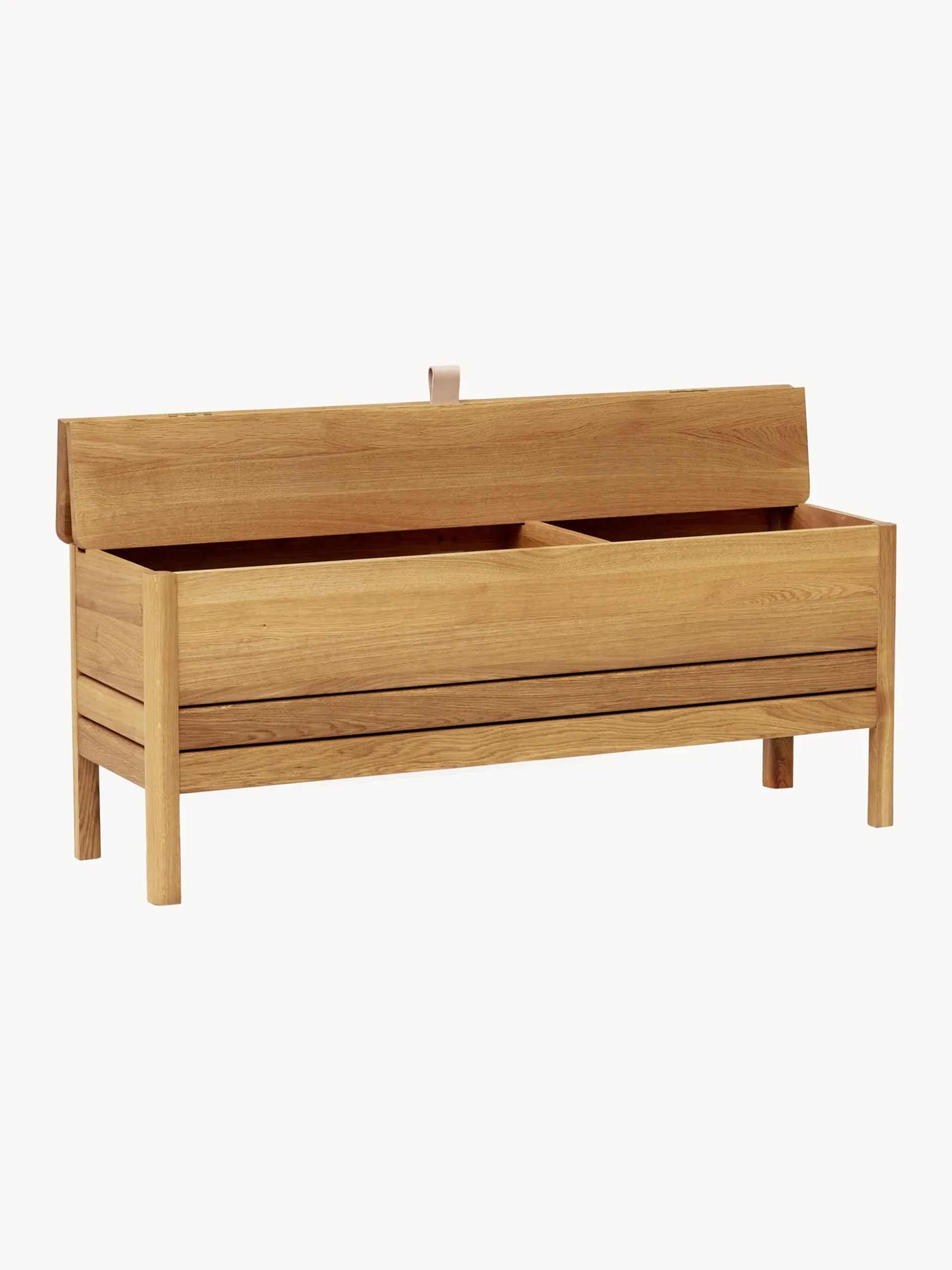 Panca in legno di quercia con vano contenitore A Line