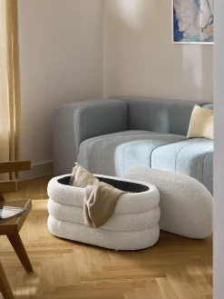 Panca piccola imbottita in bouclé con vano contenitore Alto