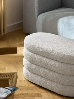 Panca piccola imbottita in bouclé con vano contenitore Alto