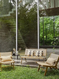 Panca da giardino con intreccio in plastica effetto legno Palina