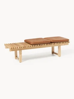 Panca in legno di frassino con cuscino in pelle Sora