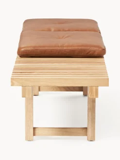 Panca in legno di frassino con cuscino in pelle Sora
