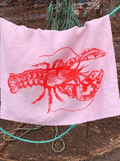Panno in lino Lobster, serigrafato a mano