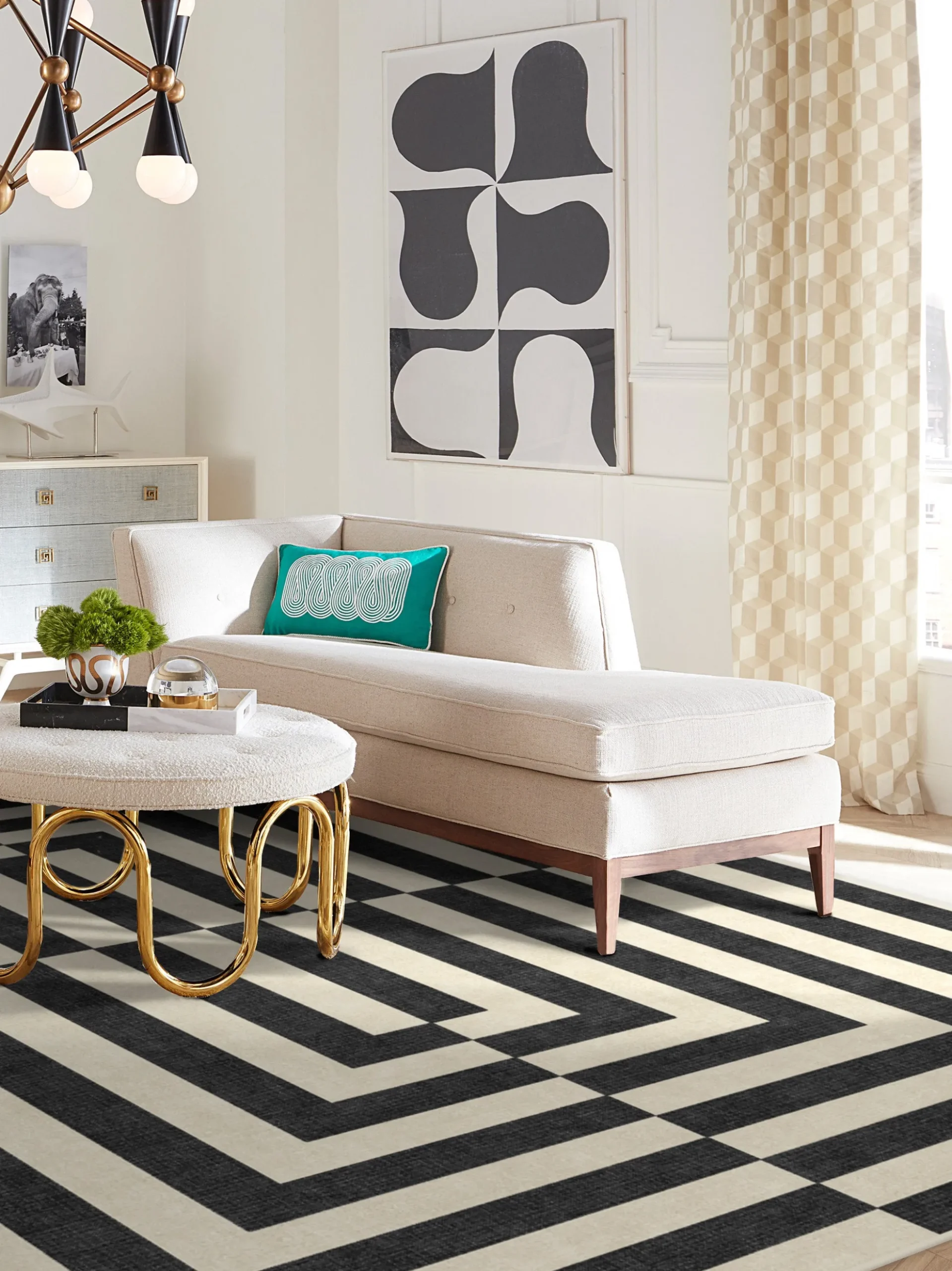 Passatoia a pelo corto lavabile Op Art by Jonathan Adler