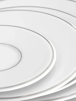 Piatti da colazione fatti a mano in porcellana con bordo in platino dipinto a mano Vitruv 2 pz